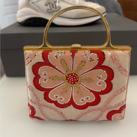 Floral Red and Gold Clutch